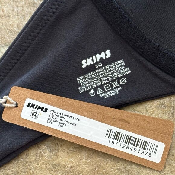 Skims Fits Everybody Lace T-shirt Bra Onyx Size 34D - Picture 11 of 11